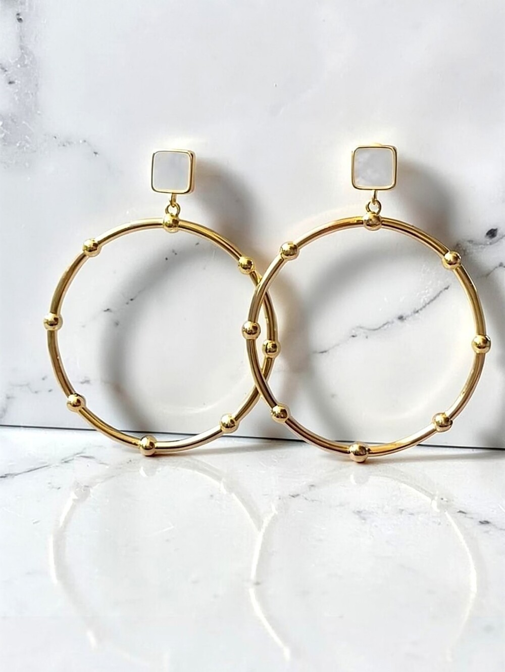 Dangle gold plated copper hoop earrings with .925 posts; nwot
